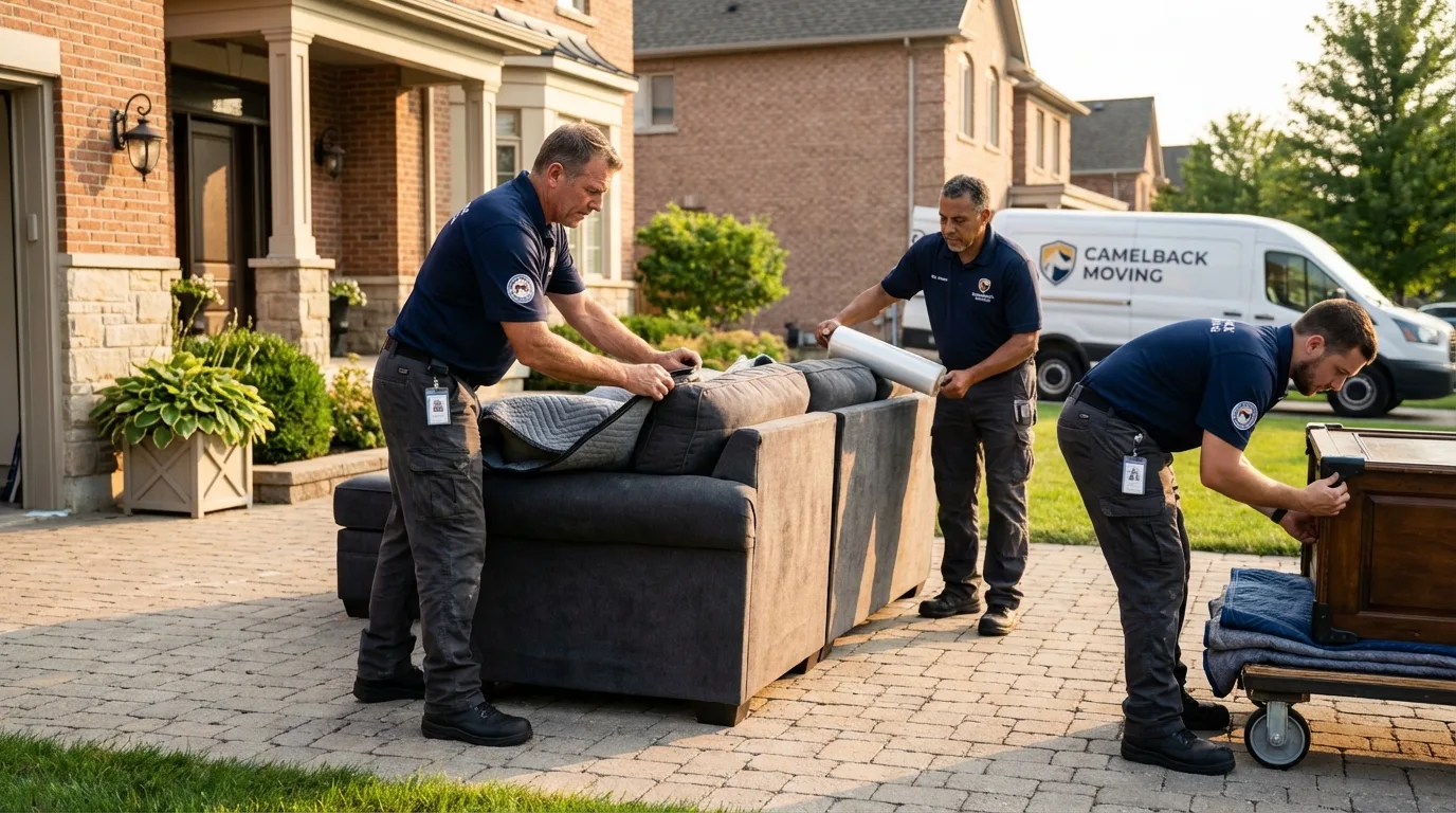 Large estate moving crew wrapping furniture in High Bridge, NJ
