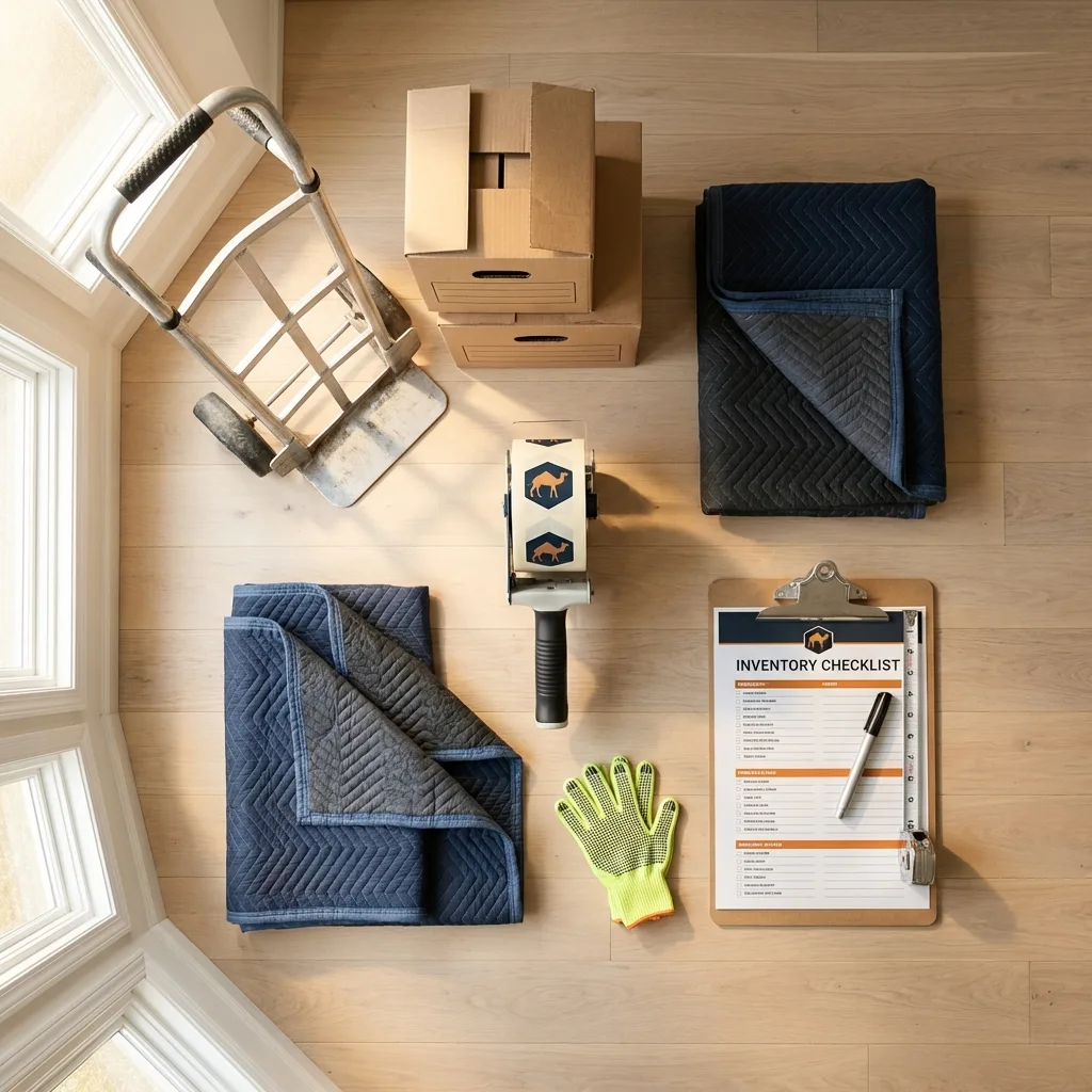 Professional moving supplies and packing materials layout for High Bridge residential relocations